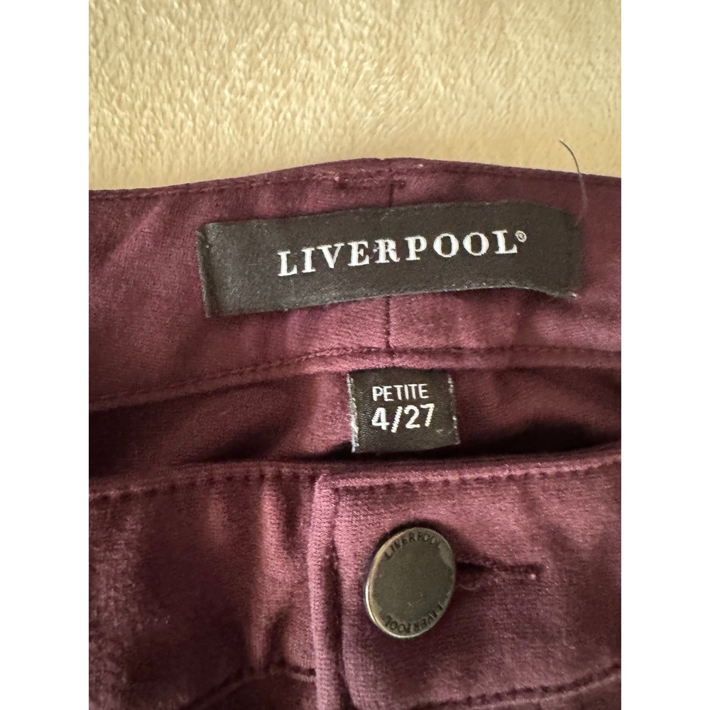 Liverpool Petite 4/27 Skinny Pants Burgundy Wine Mid Rise Stretch 5-Pocket - Picture 2 of 4